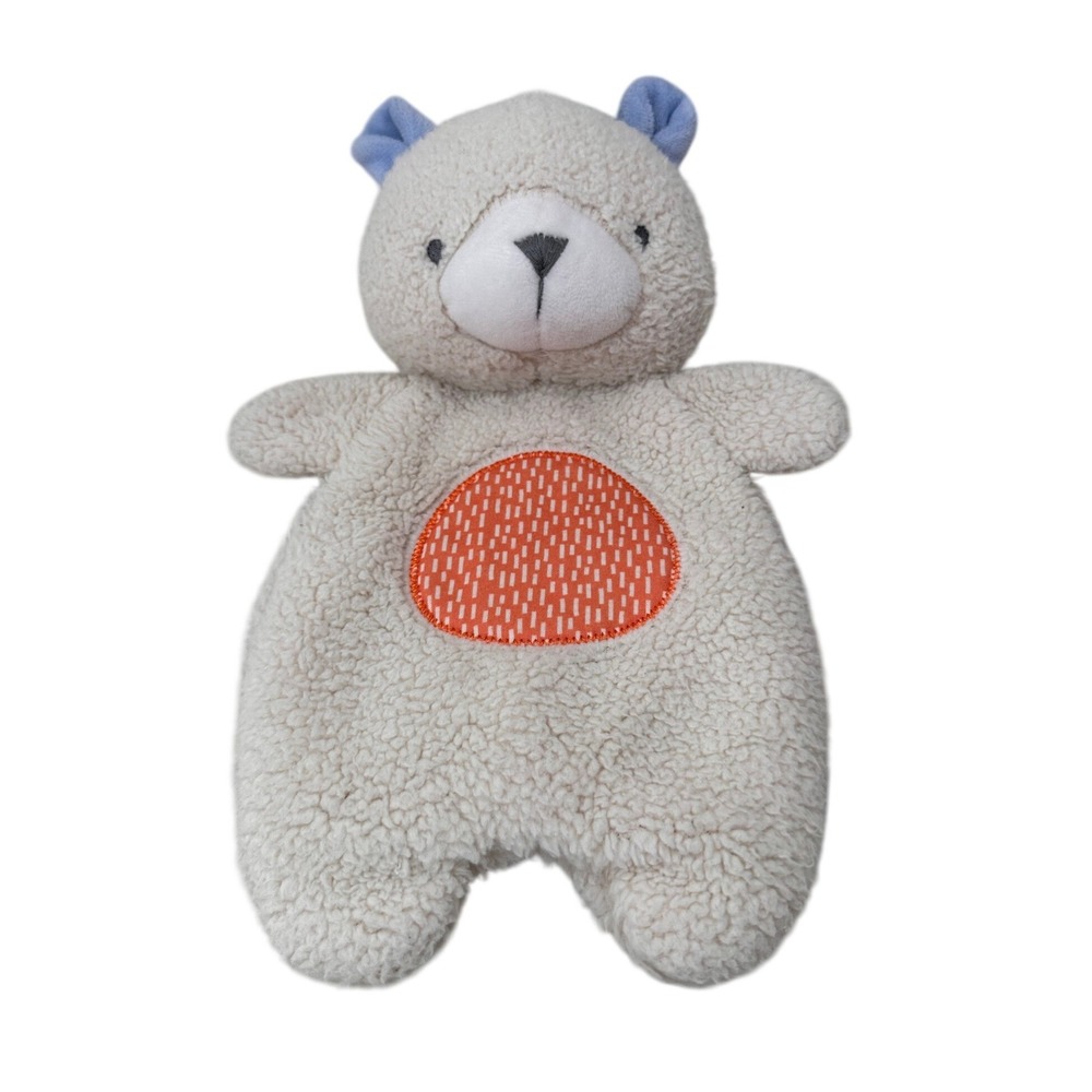 Ingenuity Bear Plush Lovey Sherpa Cream Orange Blue Stuffed Animal Kids Toy 11in